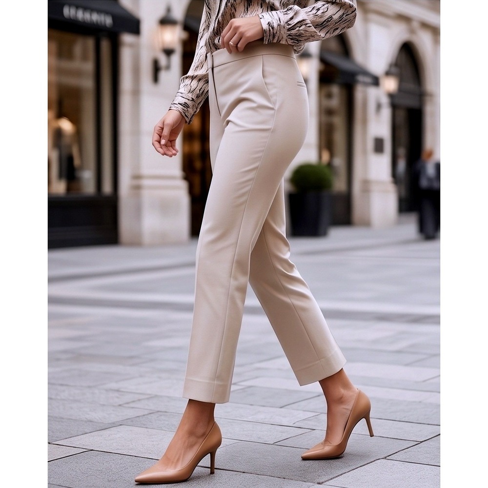 J.McLaughlin Womens 2 Cream Off White Cotton Spandex Cropped Capri Pants